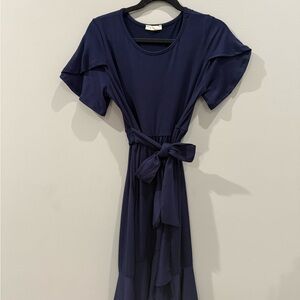 Elegant Maternity Navy Blue Dress